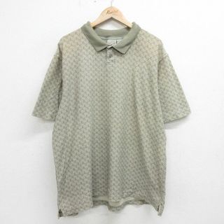 XL★古着 半袖 ポロ シャツ メンズ 00年代 00s 総柄 大きいサイズ 緑系他 グリーン 24apr09 中古 トップス(ポロシャツ)