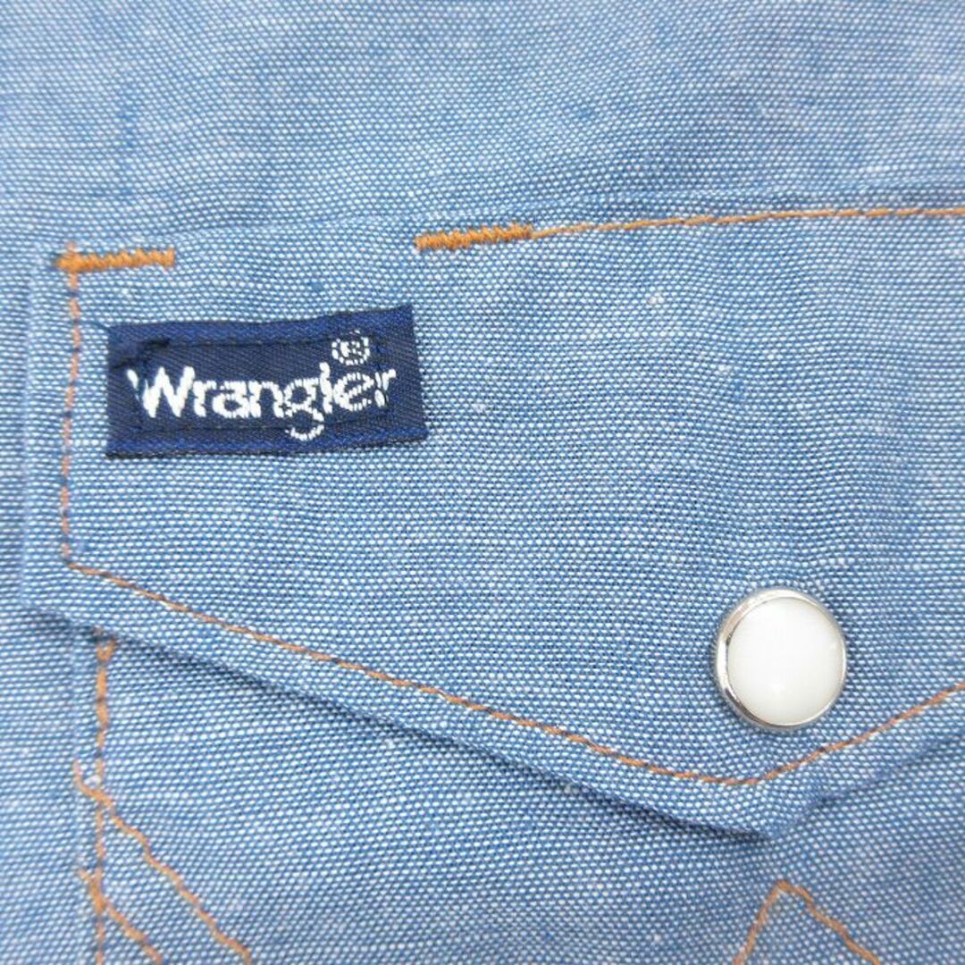 Wrangler(ラングラー)のL★古着 ラングラー Wrangler 半袖 ウエスタン シャツ メンズ 90年代 90s ロング丈 紺 ネイビー 24apr09 中古 トップス メンズのトップス(シャツ)の商品写真