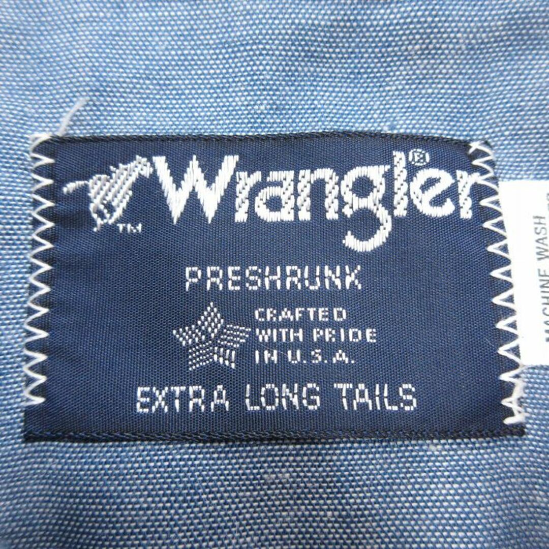 Wrangler(ラングラー)のL★古着 ラングラー Wrangler 半袖 ウエスタン シャツ メンズ 90年代 90s ロング丈 紺 ネイビー 24apr09 中古 トップス メンズのトップス(シャツ)の商品写真