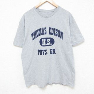 XL★古着 半袖 Tシャツ メンズ トーマス エジソン クルーネック グレー 霜降り 24apr09 中古(Tシャツ/カットソー(半袖/袖なし))