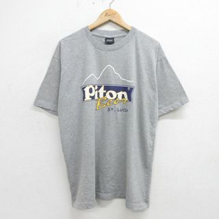 XL★古着 半袖 ビンテージ Tシャツ メンズ 00年代 00s ピトンビール 大きいサイズ コットン クルーネック グレー 霜降り 24apr09 中古(Tシャツ/カットソー(半袖/袖なし))