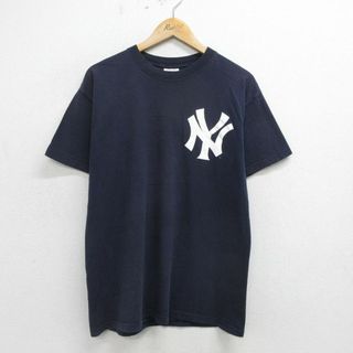 マジェスティック(Majestic)のL★古着 マジェスティック 半袖 ビンテージ Tシャツ メンズ 00年代 00s MLB ニューヨークヤンキース ロビンソンカノ 22 コットン クルーネック 紺 ネイビー メジャーリーグ ベースボール 野球 24apr09 中古(Tシャツ/カットソー(半袖/袖なし))