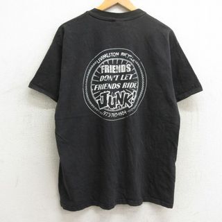 ヘインズ(Hanes)のXL★古着 ヘインズ Hanes 半袖 ビンテージ Tシャツ メンズ 00年代 00s FRIENDS JUNK コットン クルーネック 黒 ブラック 24apr09 中古(Tシャツ/カットソー(半袖/袖なし))