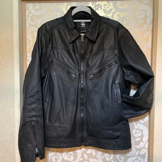 送料無料！美品  G-STAR RAW ラムレザージャケット　ブラックXL