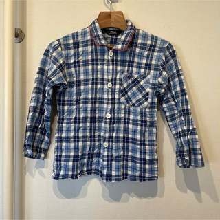 男の子用POLOチェックシャツ　130サイズ　パジャマ長袖　薄手　青色(その他)