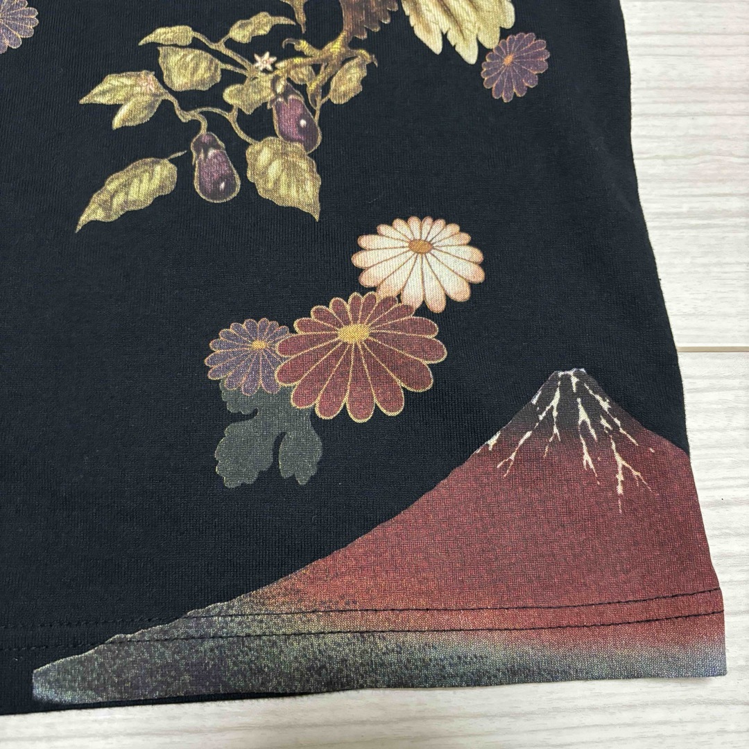 新品未■百花繚乱■和柄 ロングTシャツ ロンT  刺繍 鷹 富士山 茄子 桜 M メンズのトップス(Tシャツ/カットソー(七分/長袖))の商品写真