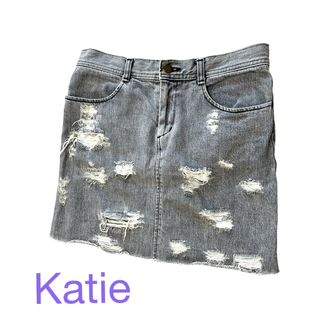 ケイティー(Katie)のKatie ケイティー　クラッシュデニム　ダメージデニム　スカート　グレーデニム(ミニスカート)