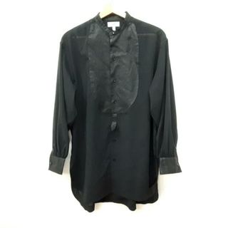 ハイク(HYKE)のHYKE(ハイク) 長袖シャツブラウス サイズ1 S レディース美品  - 黒 シースルー/LINEN BIB FRONT SHIRT(シャツ/ブラウス(長袖/七分))