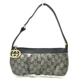 グッチ(Gucci)のGUCCI(グッチ) ハンドバッグ インターロッキングG 212122 グレー×黒×ゴールド コーティングキャンバス×レザー(ハンドバッグ)