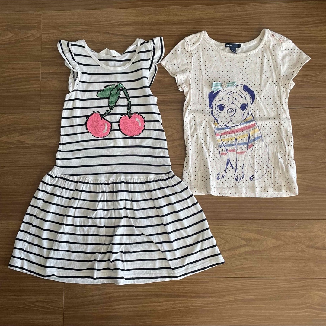 H&M(エイチアンドエム)のワンピース　Tシャツ　2枚セット　120 キッズ/ベビー/マタニティのキッズ服女の子用(90cm~)(ワンピース)の商品写真