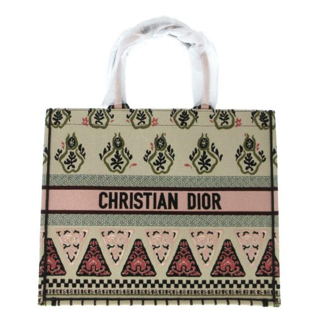 Christian Dior(クリスチャンディオール)のDIOR/ChristianDior(ディオール/クリスチャンディオール) トートバッグ新品同様  ブックトートラージバッグ ベージュ×ライトピンク×マルチ 刺繍 ジャガード レディースのバッグ(トートバッグ)の商品写真