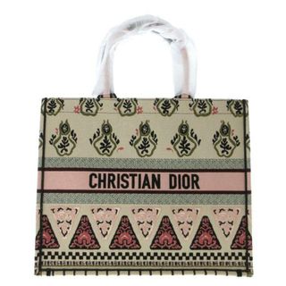 クリスチャンディオール(Christian Dior)のDIOR/ChristianDior(ディオール/クリスチャンディオール) トートバッグ新品同様  ブックトートラージバッグ ベージュ×ライトピンク×マルチ 刺繍 ジャガード(トートバッグ)