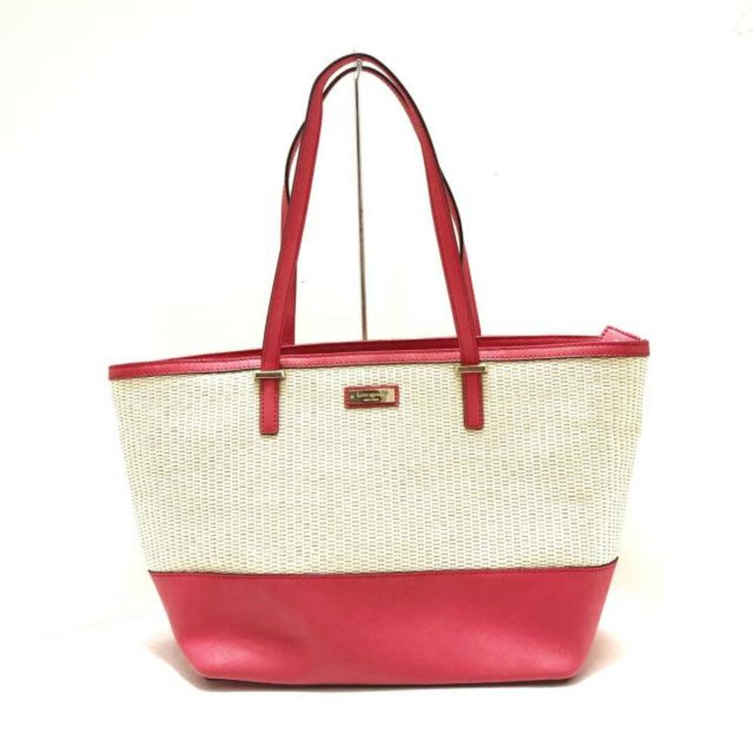 kate spade new york(ケイトスペードニューヨーク)のKate spade(ケイトスペード) ショルダーバッグ - PXRU5685 アイボリー×レッド ストロー×レザー レディースのバッグ(ショルダーバッグ)の商品写真