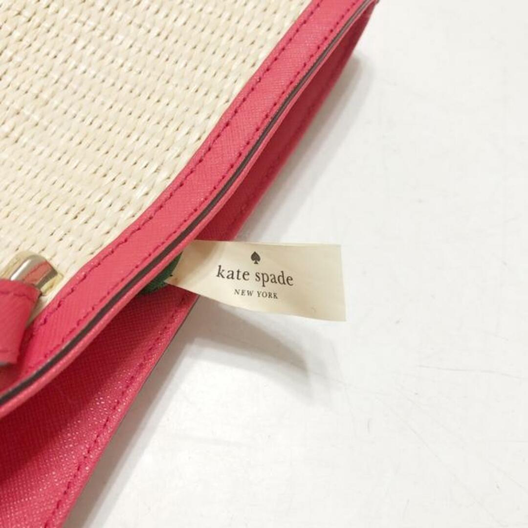 kate spade new york(ケイトスペードニューヨーク)のKate spade(ケイトスペード) ショルダーバッグ - PXRU5685 アイボリー×レッド ストロー×レザー レディースのバッグ(ショルダーバッグ)の商品写真