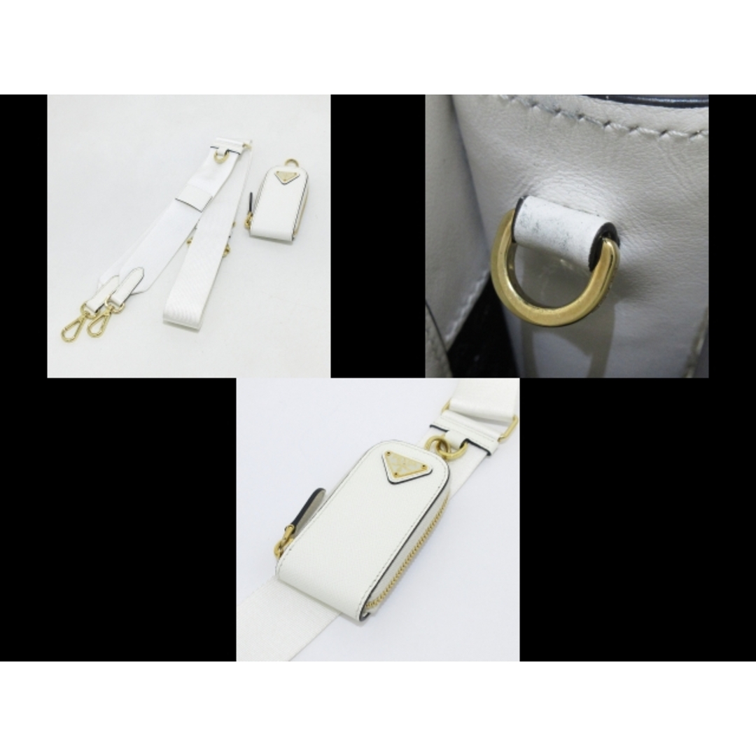 PRADA(プラダ) トートバッグ美品 エンボス ロゴ 白 レザー PRADA(プラダ) トートバッグ美品 エンボス ロゴ 白 レザー