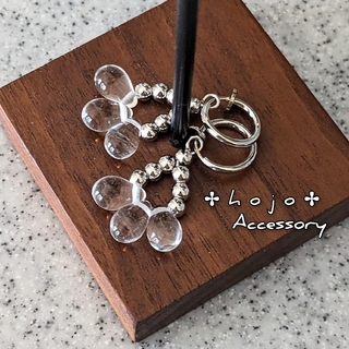 ティアドロップ クリア メタルシルバー Earring  Pierce(イヤリング)