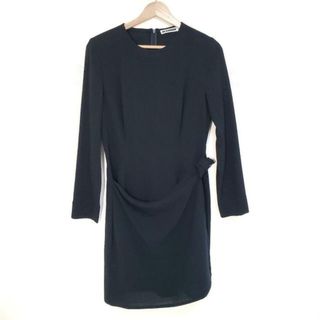 ジルサンダー(Jil Sander)のJILSANDER(ジルサンダー) ワンピース サイズ38 S レディース美品  - ダークネイビー×ライトグレー クルーネック/長袖/ひざ丈/ストライプ/JIL SANDER+(その他)