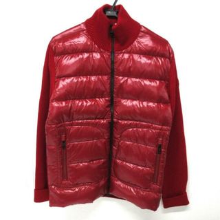 モンクレール(MONCLER)のMONCLER(モンクレール) ダウンジャケット サイズL メンズ美品  MAGLIONE TRICOT CARDIGAN(マリオーネトリコットカーディガン) レッド 長袖/秋/冬(ダウンジャケット)