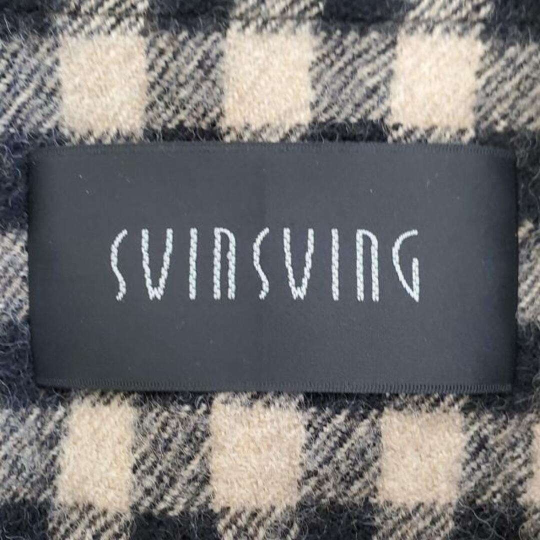 SWINSWING(スウィンスウィング) コート サイズ40 M レディース - ライトブラウン×黒 半袖/チェック柄/ジップアップ/ショート丈/春/秋 レディースのジャケット/アウター(その他)の商品写真