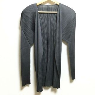 プリーツプリーズイッセイミヤケ(PLEATS PLEASE ISSEY MIYAKE)のPLEATS PLEASE(プリーツプリーズ) カーディガン サイズ3 L レディース美品  - ダークグレー 長袖/プリーツ(カーディガン)