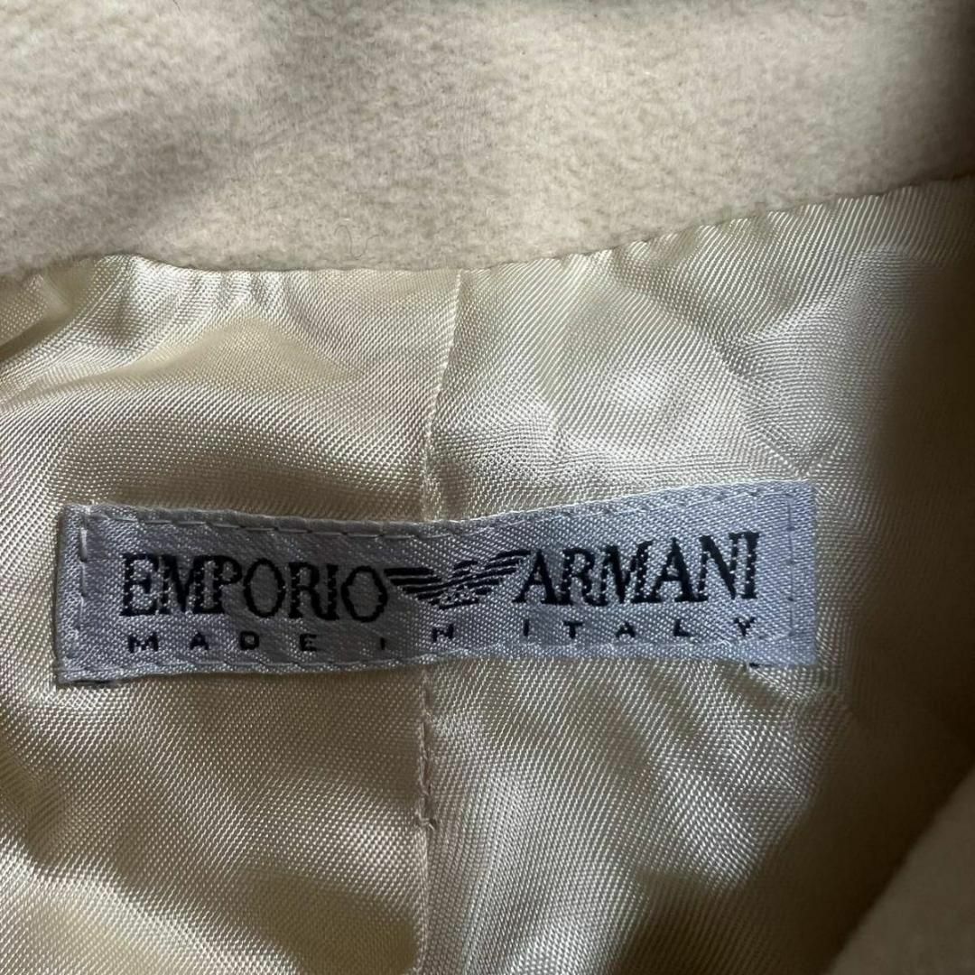 Emporio Armani(エンポリオアルマーニ)のEMPORIO ARMANI ロングコート アイボリー ノーカラー 40サイズ レディースのジャケット/アウター(ロングコート)の商品写真