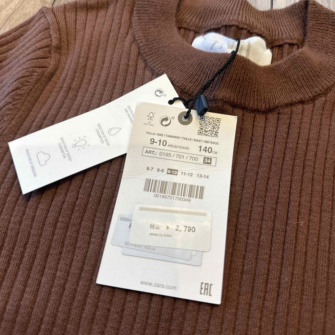 ZARA KIDS(ザラキッズ)の新品　キッズ　ZARA ザラ　ニット　長袖　カットソー　薄手セーター キッズ/ベビー/マタニティのキッズ服女の子用(90cm~)(Tシャツ/カットソー)の商品写真