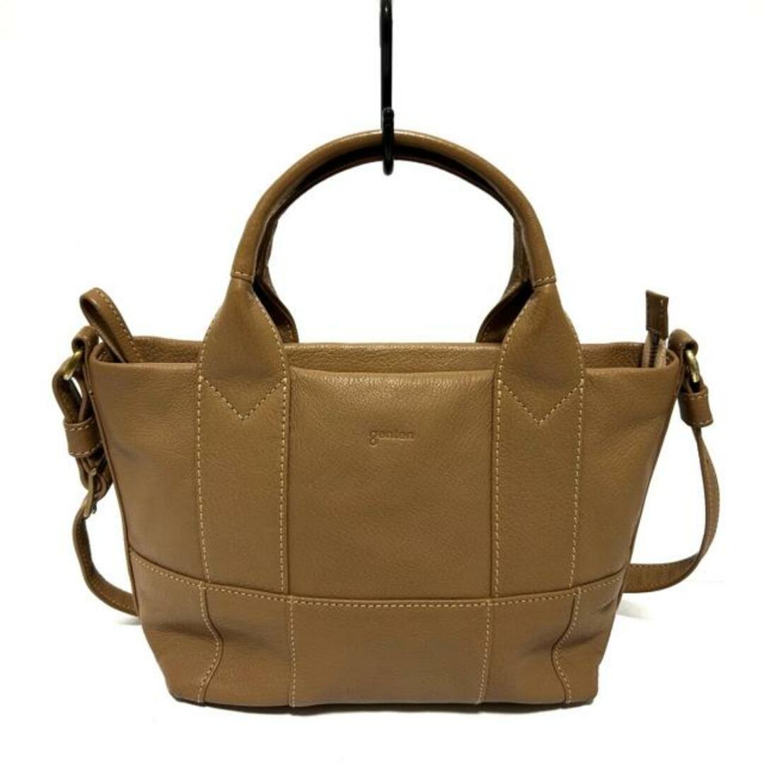 genten(ゲンテン) ハンドバッグ美品 - ブラウン レザー genten(ゲンテン) ハンドバッグ美品 - ブラウン レザー