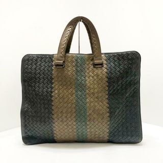 Bottega Veneta - BOTTEGA VENETA(ボッテガヴェネタ) ハンドバッグ イントレチャート ダークグレー×ベージュ×カーキ レザー