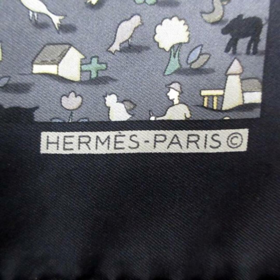 Hermes(エルメス)のHERMES(エルメス) スカーフ美品  プチカレ 黒×ダークグレー×マルチ レディースのファッション小物(バンダナ/スカーフ)の商品写真