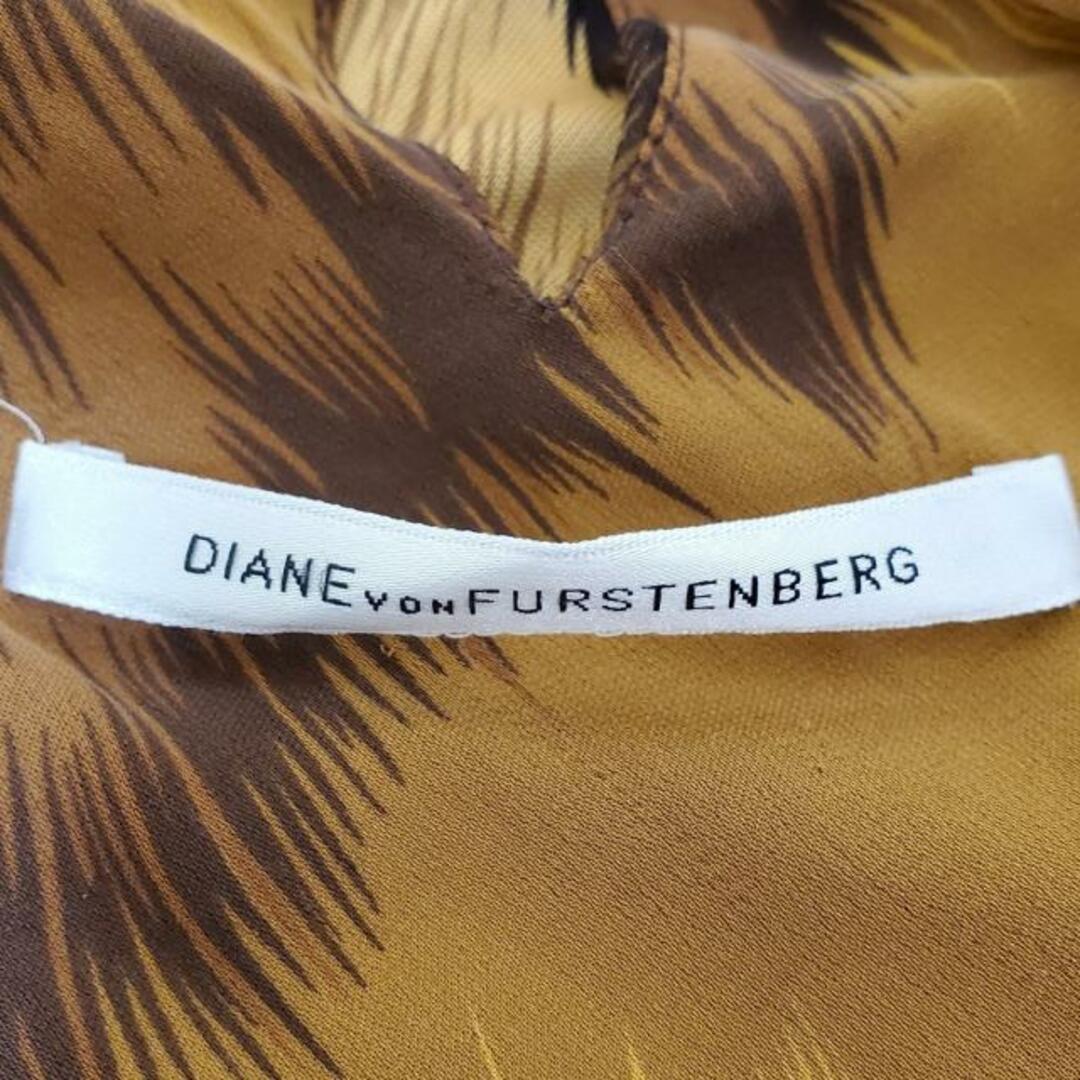 DIANE von FURSTENBERG(ダイアンフォンファステンバーグ)のDIANE VON FURSTENBERG(DVF)(ダイアン・フォン・ファステンバーグ) ワンピース サイズ6 M レディース - ブラウン×ダークブラウン×ベージュ 半袖/ロング/シルク レディースのワンピース(その他)の商品写真