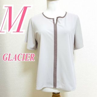 グラシア(GLACIER)のグレイシア M 半袖ブラウス オフィスカジュアル きれいめ ベージュ ブラウン(シャツ/ブラウス(半袖/袖なし))