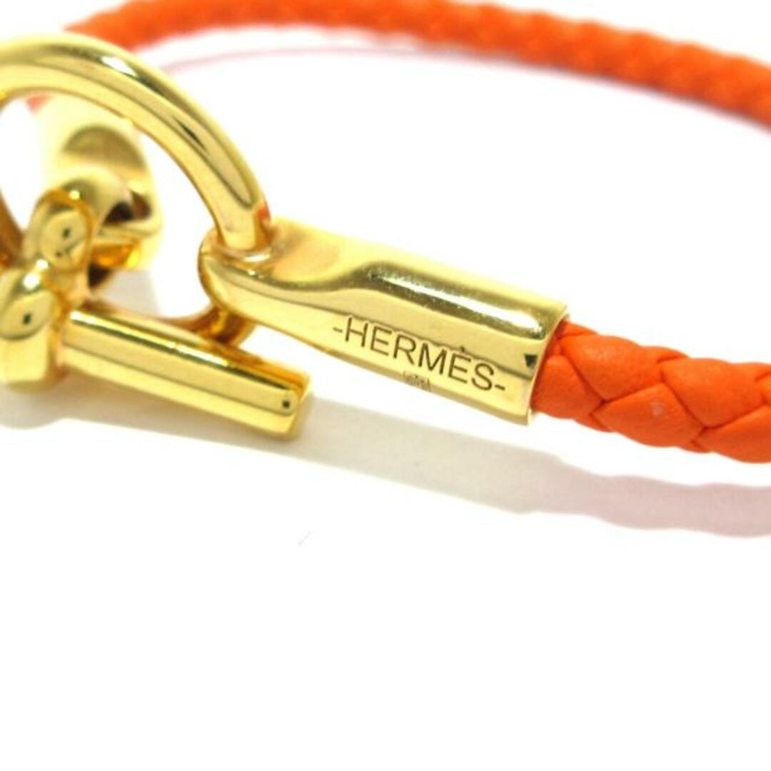 Hermes(エルメス)のHERMES(エルメス) ブレスレット美品  グレナン レザー×金属素材 オレンジ×ゴールド レディースのアクセサリー(ブレスレット/バングル)の商品写真