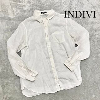 インディヴィ(INDIVI)のINDIVI インディヴィ　リネンシャツ　ホワイト　Mサイズ(シャツ/ブラウス(長袖/七分))