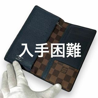 ルイヴィトン(LOUIS VUITTON)の✨美品✨　ルイヴィトン　長財布　ダミエ　エベヌ　x ブルー　ブラザ　am19(長財布)