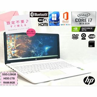 ヒューレットパッカード(HP)の美品 HP Laptop15 NVIDIA i7 8世代 SSD/HDD カメラ(ノートPC)