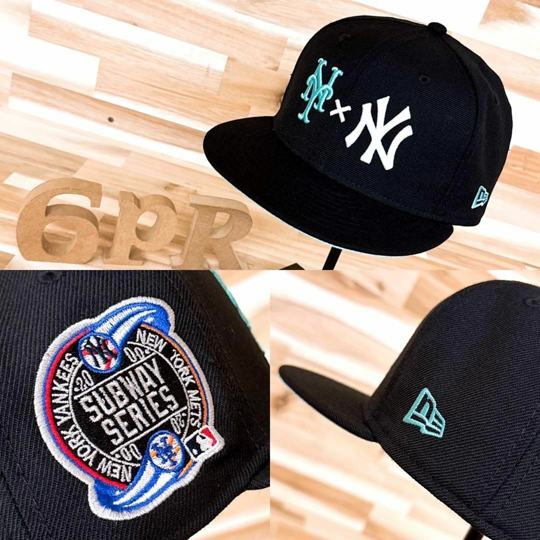 NEW ERA(ニューエラー)の激レア【ニューエラ×ヤンキース×メッツ】ダブルネーム キャップ メントール黒×緑 メンズの帽子(キャップ)の商品写真