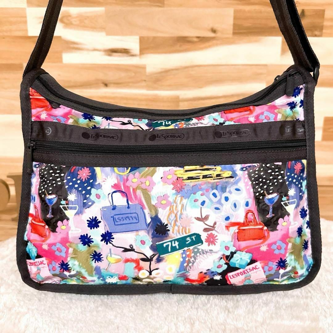 LeSportsac(レスポートサック)の美品【レスポートサック】アート デザイン ショルダーバッグ水彩 カラフル×グレー レディースのバッグ(ショルダーバッグ)の商品写真