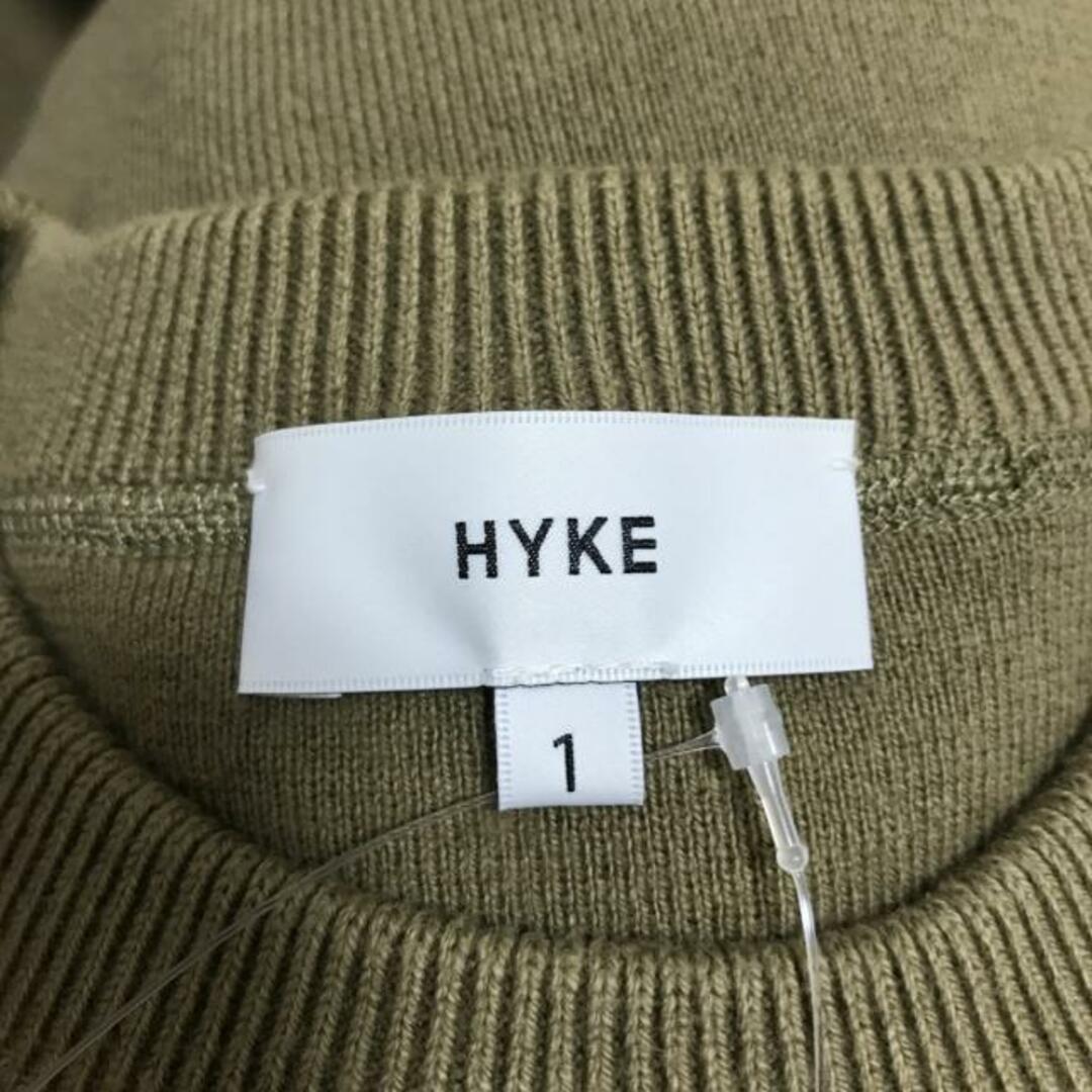 HYKE(ハイク)のHYKE(ハイク) 長袖セーター サイズ1 S レディース - カーキ クルーネック 綿、カシミヤ レディースのトップス(ニット/セーター)の商品写真