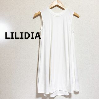Lilidia - Lilidia　リリディア　ワンピース　袖なし 白 ハイネック フレア　ホワイト