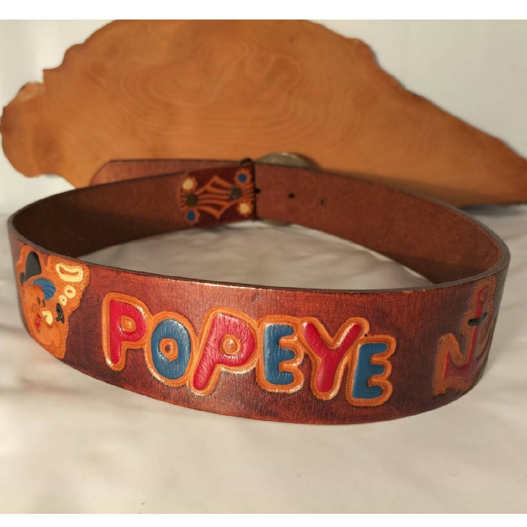 VINTAGE(ヴィンテージ)の【極美品】【ＵＳＡヴィンテージ】ＰＯＰＥＹＥ　高級レザーベルト　ＵＳＡ製正規品 メンズのファッション小物(ベルト)の商品写真