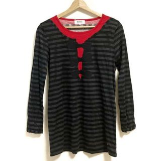 ソニアリキエル(SONIA RYKIEL)のSONIARYKIEL(ソニアリキエル) チュニック サイズ40 M レディース - 黒×ダークグレー×レッド クルーネック/長袖/ボーダー(チュニック)