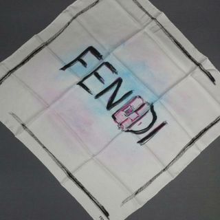 FENDI - FENDI(フェンディ) スカーフ美品  - FXT071 白×ライトブルー×マルチ ロゴ/バゲットマニア