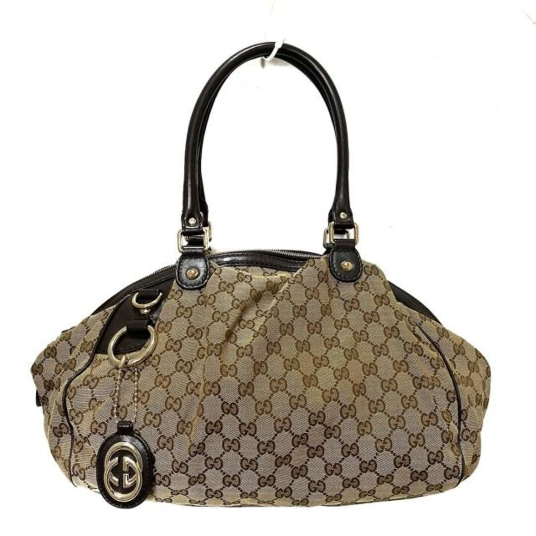 GUCCI - GUCCI(グッチ) ハンドバッグ スーキー/GG柄 223974 ベージュ×ダークブラウン ジャガード×レザー