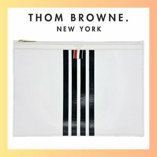 トムブラウン(THOM BROWNE)のトムブラウンニューヨーク レザー ストライプ ミディアム クラッチバッグ　A4(クラッチバッグ)