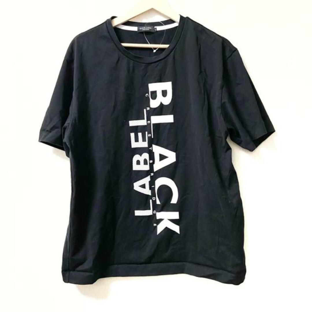 BLACK LABEL CRESTBRIDGE(ブラックレーベルクレストブリッジ)のBLACK LABEL CRESTBRIDGE(ブラックレーベルクレストブリッジ) 半袖Tシャツ サイズLL メンズ - 黒×白 クルーネック/ビックロゴ メンズのトップス(Tシャツ/カットソー(半袖/袖なし))の商品写真