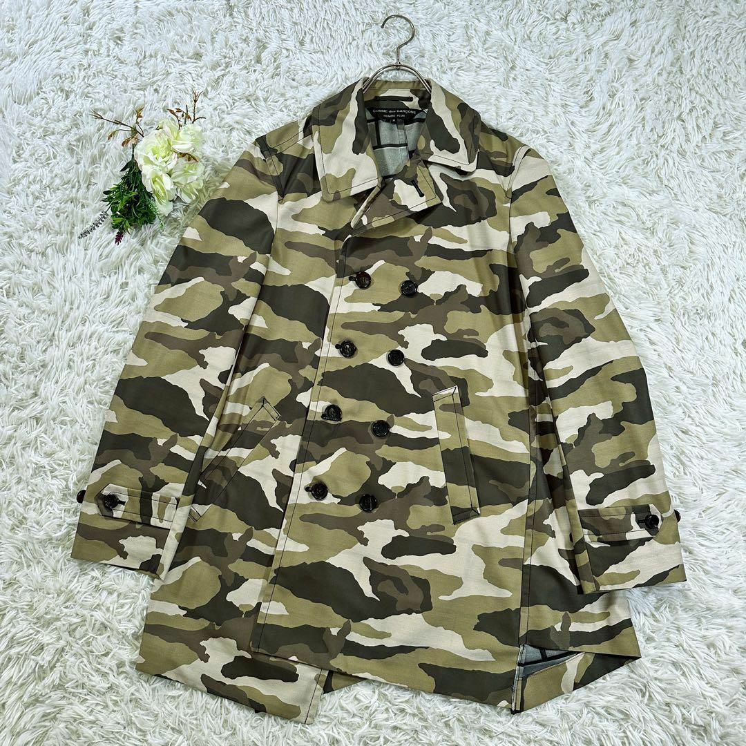 COMME des GARCONS HOMME PLUS(コムデギャルソンオムプリュス)の美品 入手困難 コムデギャルソン Pコート M カモフラ 捻れ アシンメトリー メンズのジャケット/アウター(ピーコート)の商品写真