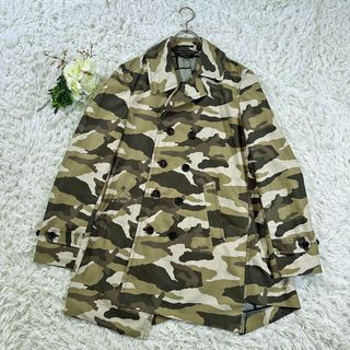 コムデギャルソンオムプリュス(COMME des GARCONS HOMME PLUS)の美品 入手困難 コムデギャルソン Pコート M カモフラ 捻れ アシンメトリー(ピーコート)