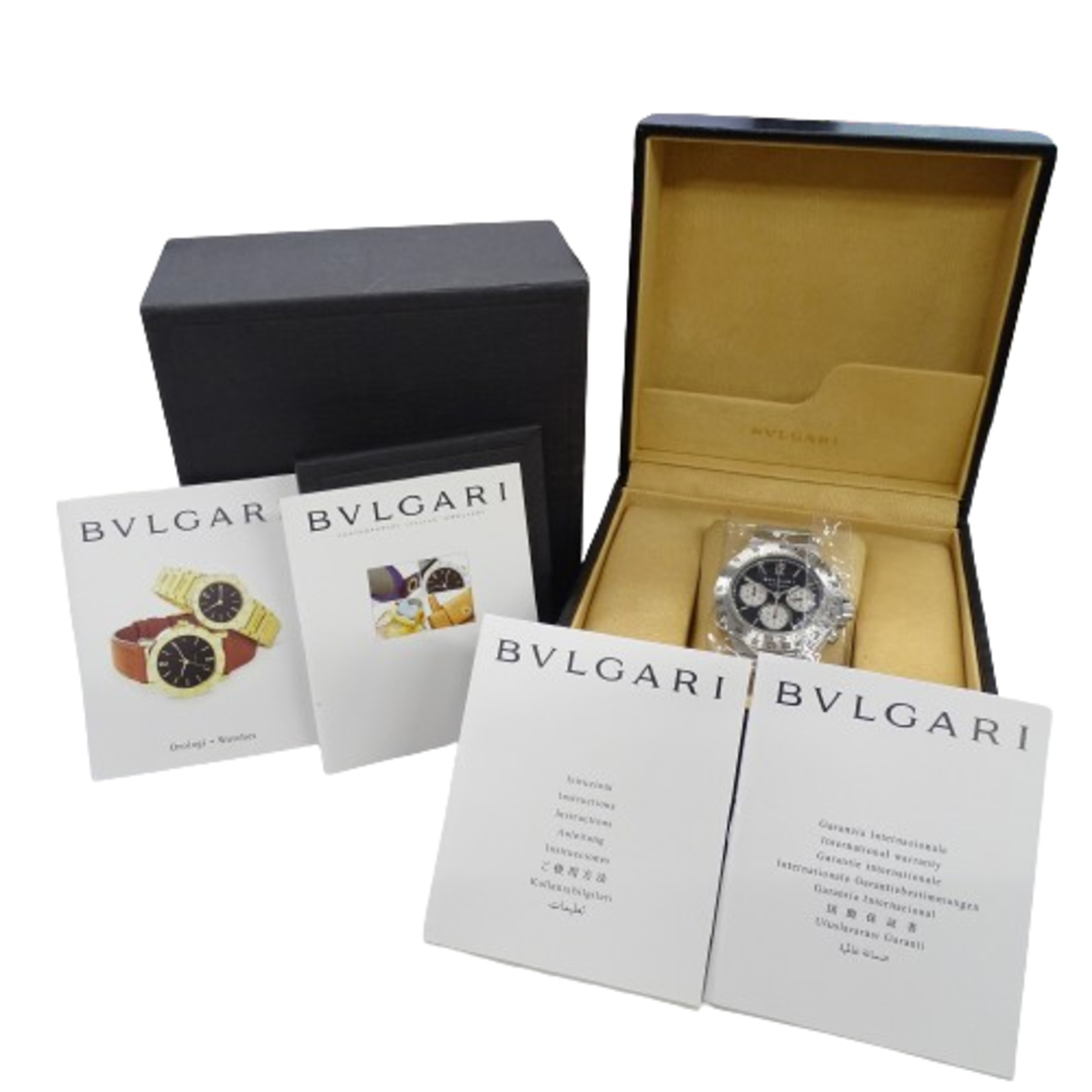 BVLGARI(ブルガリ)のブルガリ BVLGARI 時計 メンズ ブランド ディアゴノ タキメトリック クロノグラフ 自動巻き AT ステンレス SS CH40STA シルバー ブラック 磨き済み【中古】 インテリア/住まい/日用品のインテリア小物(置時計)の商品写真