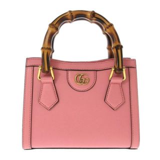 グッチ(Gucci)のGUCCI(グッチ) トートバッグ レディース美品  ダイアナ ミニ トートバッグ 655661 ピンク レザー(トートバッグ)