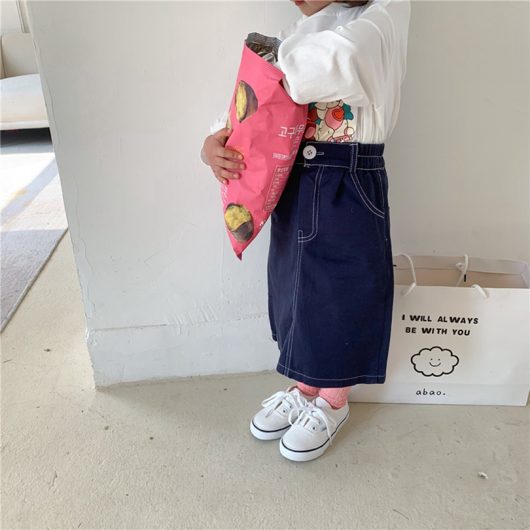 韓国子供服　子供服　女の子　スカート　デニムスカート　ロングスカート　130cm キッズ/ベビー/マタニティのキッズ服女の子用(90cm~)(スカート)の商品写真